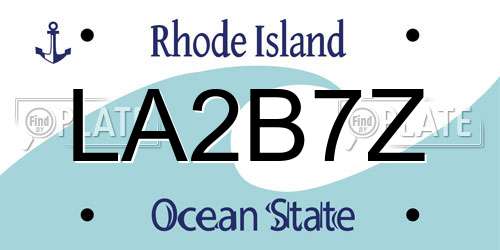 LA2B7Z Rhode Island License Plate