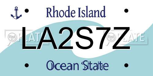 LA2S7Z Rhode Island License Plate