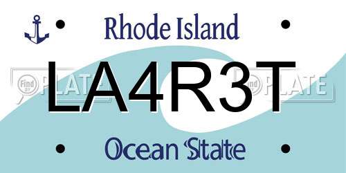 LA4R3T Rhode Island License Plate