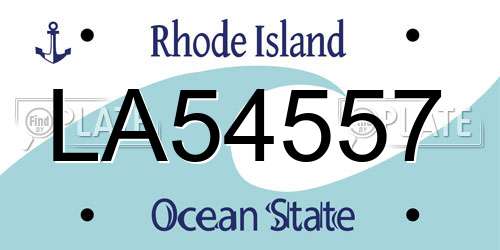LA54557 Rhode Island License Plate