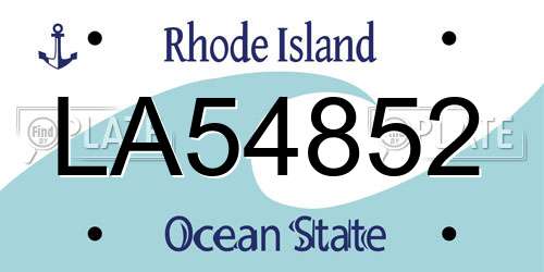 LA54852 Rhode Island License Plate