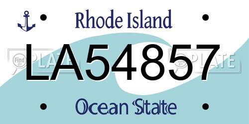 LA54857 Rhode Island License Plate