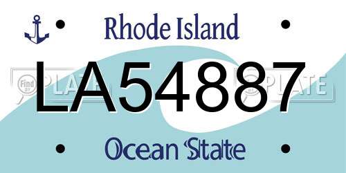 LA54887 Rhode Island License Plate