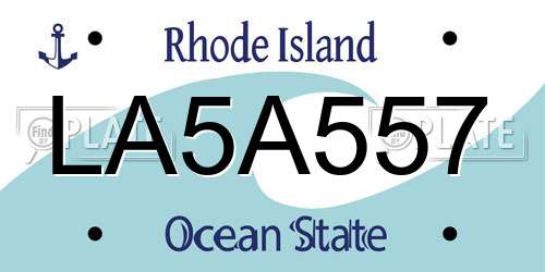 LA5A557 Rhode Island License Plate