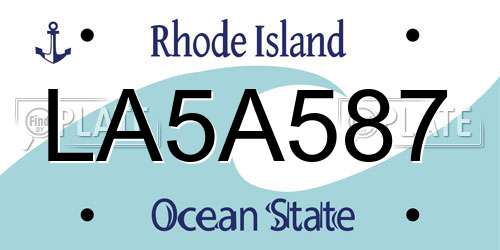 LA5A587 Rhode Island License Plate