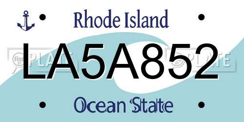 LA5A852 Rhode Island License Plate