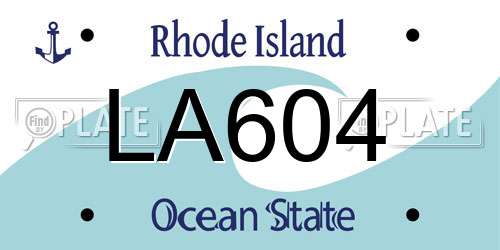 LA604 Rhode Island License Plate