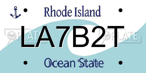 LA7B2T Rhode Island License Plate