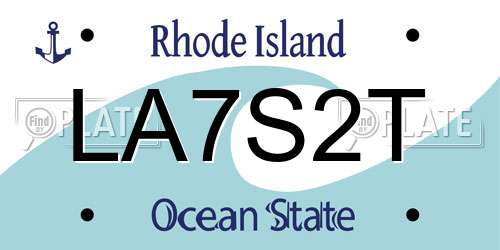 LA7S2T Rhode Island License Plate