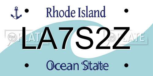 LA7S2Z Rhode Island License Plate
