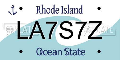 LA7S7Z Rhode Island License Plate