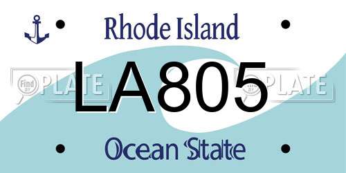 LA805 Rhode Island License Plate