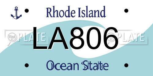 LA806 Rhode Island License Plate