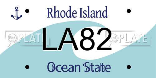 LA82 Rhode Island License Plate