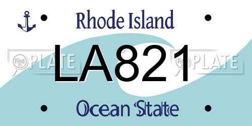 LA821 Rhode Island License Plate