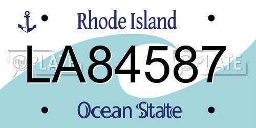 LA84587 Rhode Island License Plate