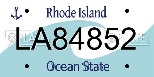 LA84852 Rhode Island License Plate