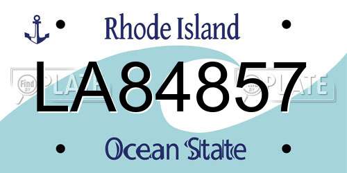 LA84857 Rhode Island License Plate