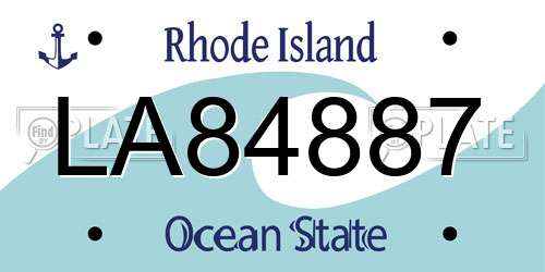 LA84887 Rhode Island License Plate