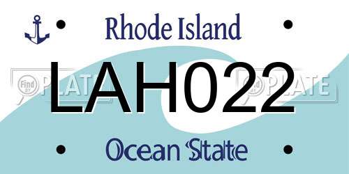 LAH022 Rhode Island License Plate
