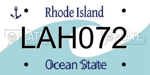 LAH072 Rhode Island License Plate