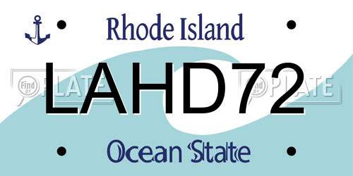 LAHD72 Rhode Island License Plate