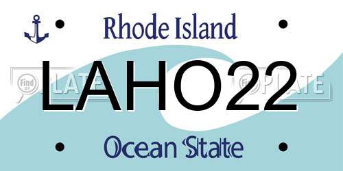 LAHO22 Rhode Island License Plate