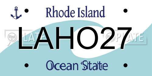 LAHO27 Rhode Island License Plate