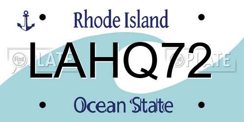 LAHQ72 Rhode Island License Plate