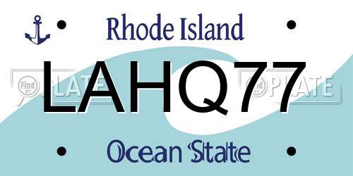 LAHQ77 Rhode Island License Plate