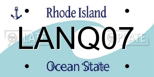 LANQ07 Rhode Island License Plate