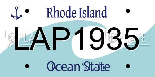 LAP1935 Rhode Island License Plate