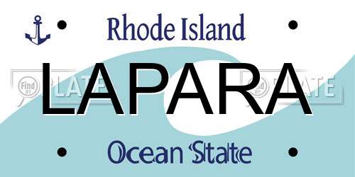 LAPARA Rhode Island License Plate