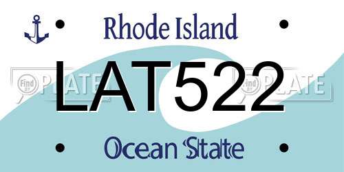 LAT522 Rhode Island License Plate