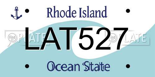 LAT527 Rhode Island License Plate