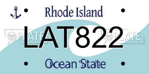 LAT822 Rhode Island License Plate