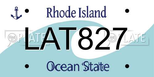 LAT827 Rhode Island License Plate