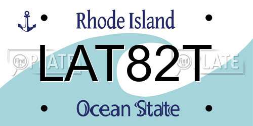 LAT82T Rhode Island License Plate