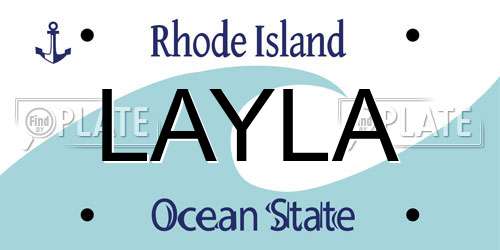 LAYLA Rhode Island License Plate