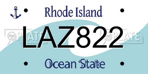 LAZ822 Rhode Island License Plate