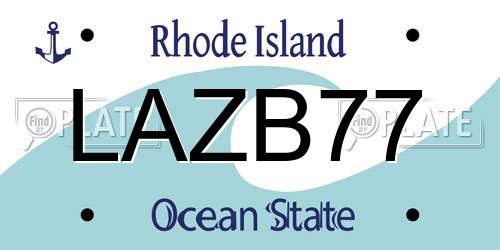 LAZB77 Rhode Island License Plate
