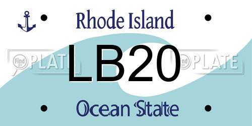 LB20 Rhode Island License Plate