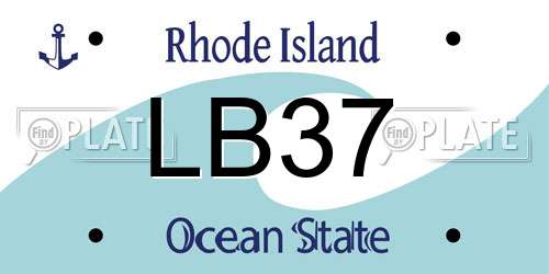 LB37 Rhode Island License Plate