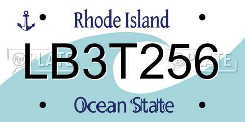 LB3T256 Rhode Island License Plate