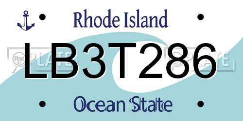 LB3T286 Rhode Island License Plate