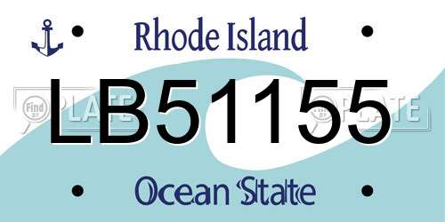 LB51155 Rhode Island License Plate