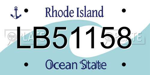 LB51158 Rhode Island License Plate