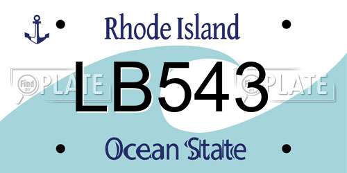 LB543 Rhode Island License Plate