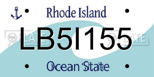 LB5I155 Rhode Island License Plate