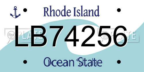 LB74256 Rhode Island License Plate